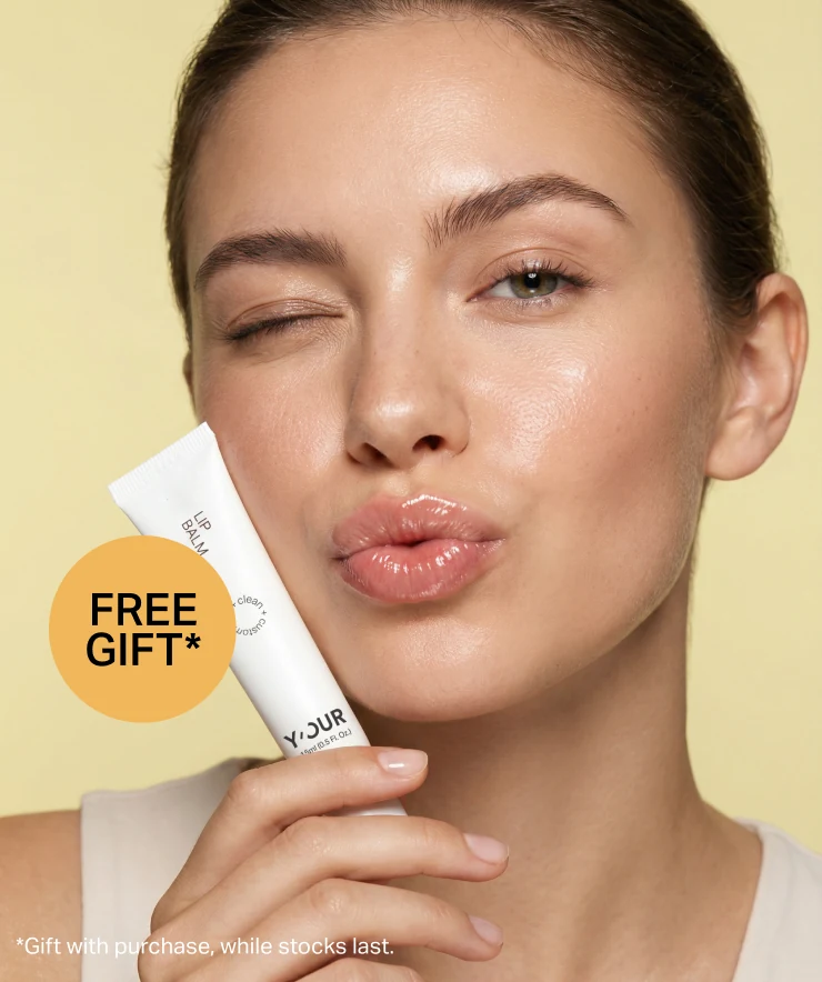 Y’OUR lip balm free gift with purchase, while stocks last.
